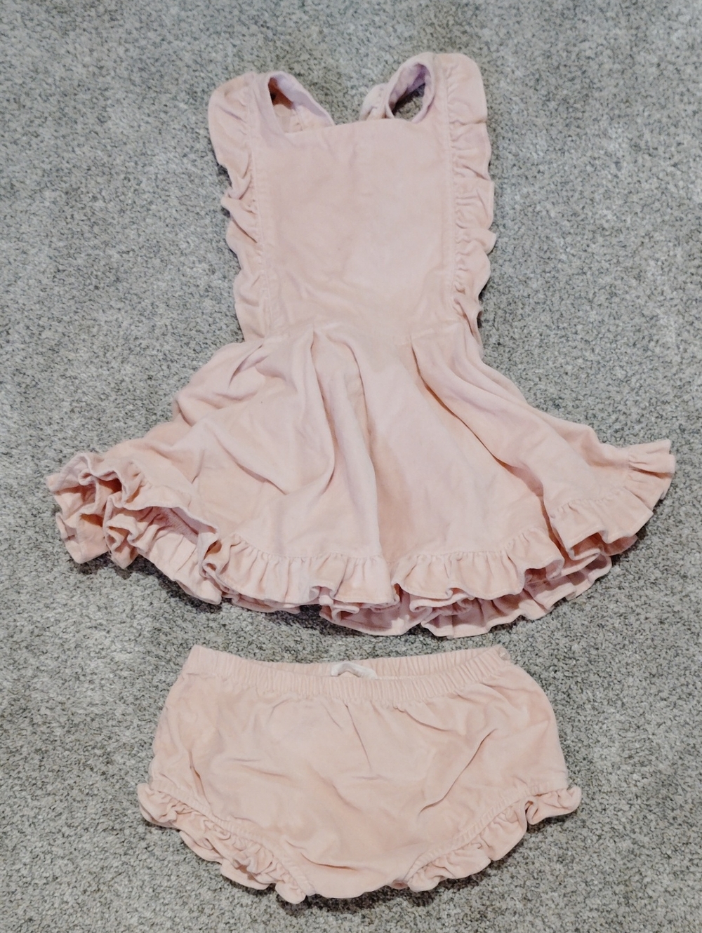 Girls Ruffle Pinafore Dress & Bloomers - Pink